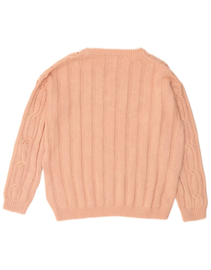 MARKS & SPENCER Pull à col rond pour femme UK 12 Coton rose moyen