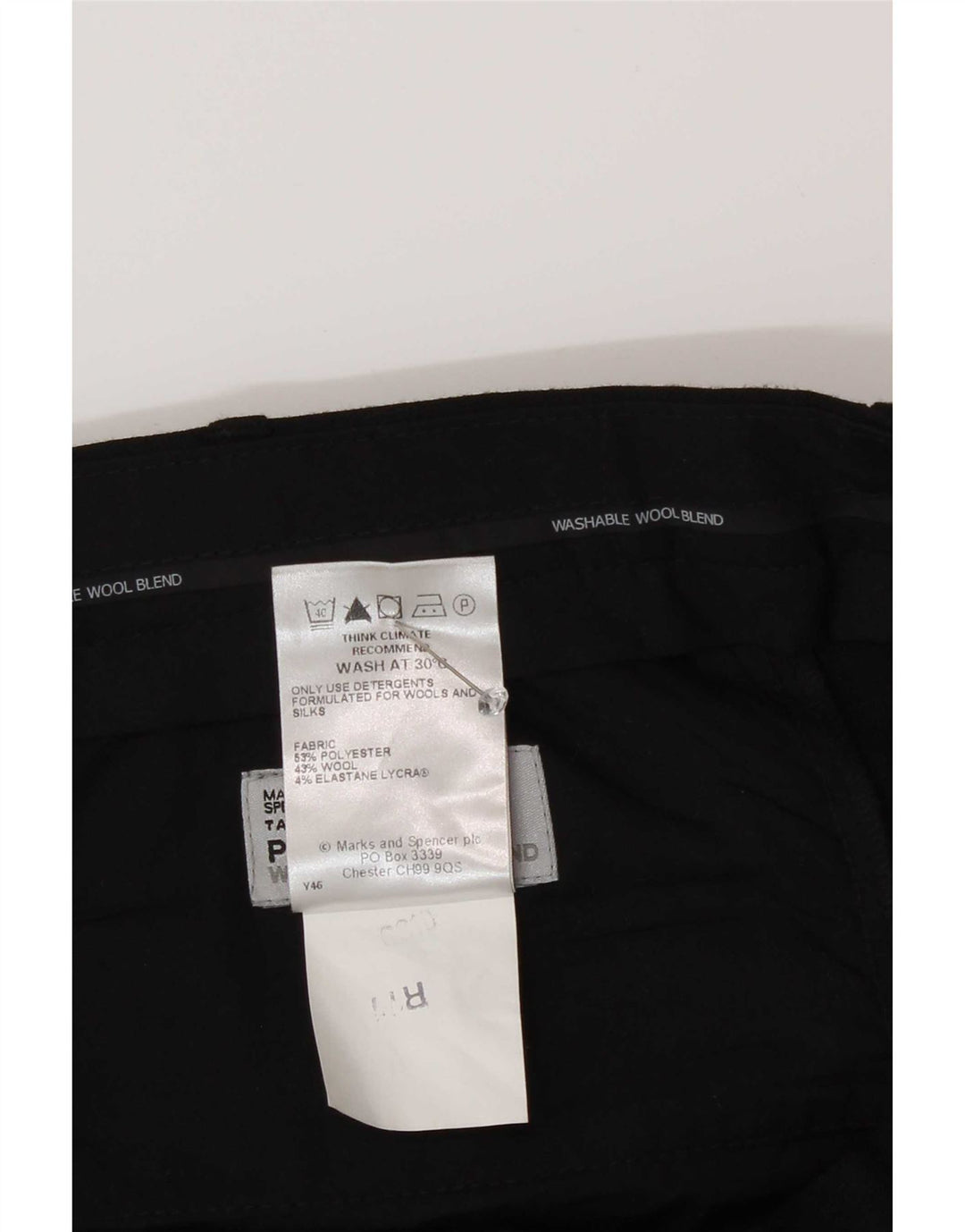 Marks & Spencer Pantalon de costume pour homme W38 L29 Noir Polyester