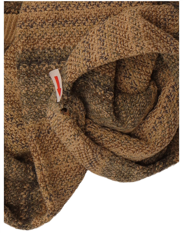 vintage Mens V-Col Jumper Pull Moyen Beige Rayé