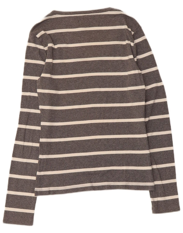Tommy Hilfiger Haut à manches longues pour femme UK 8 Petit coton rayé gris