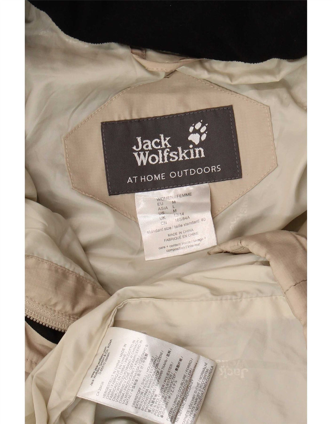 Jack Wolfskin Manteau rembourré à capuche pour femme UK 12/14 Polyester beige moyen