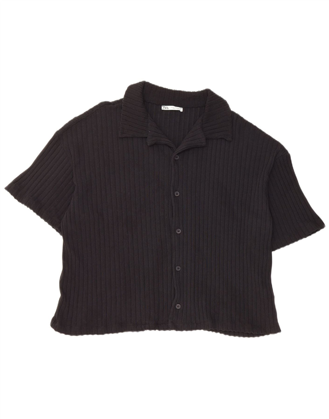 Chemise À Manches Courtes Homme Zara Homme Noir Moyen Coton