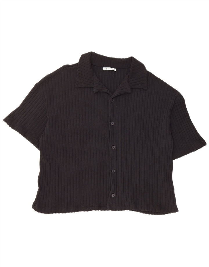 Chemise À Manches Courtes Homme Zara Homme Noir Moyen Coton