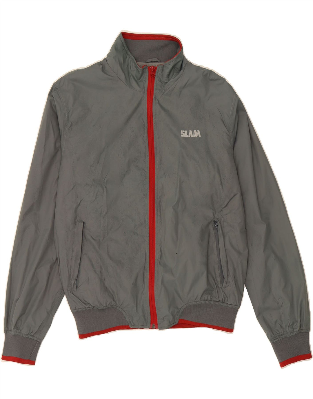 SLAM Veste Bomber Homme UK 36 Petit Nylon Gris