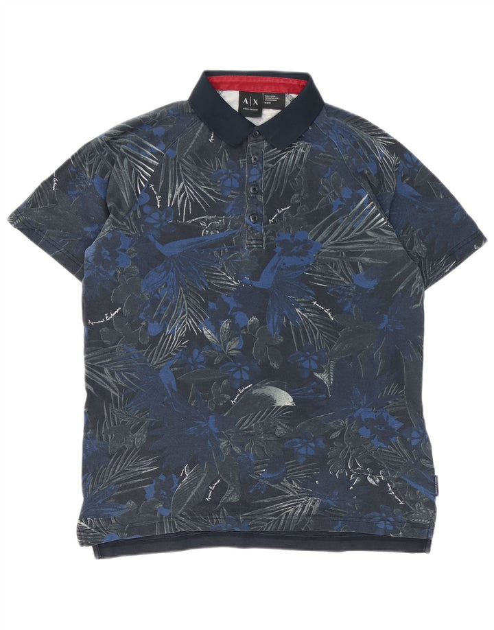 Armani Exchange Polo Homme Bleu Moyen Floral Coton