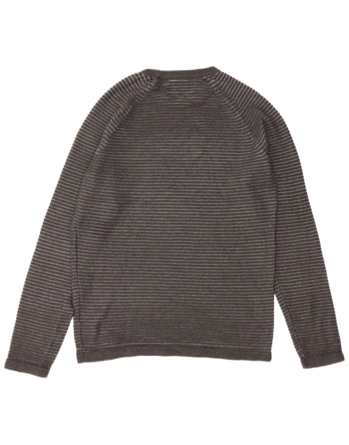 JACK & JONES Pull à col rond pour homme, grandes rayures grises