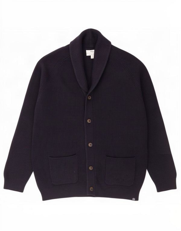 Marks & Spencer Pull Cardigan Homme 2XL Bleu Marine Polyester