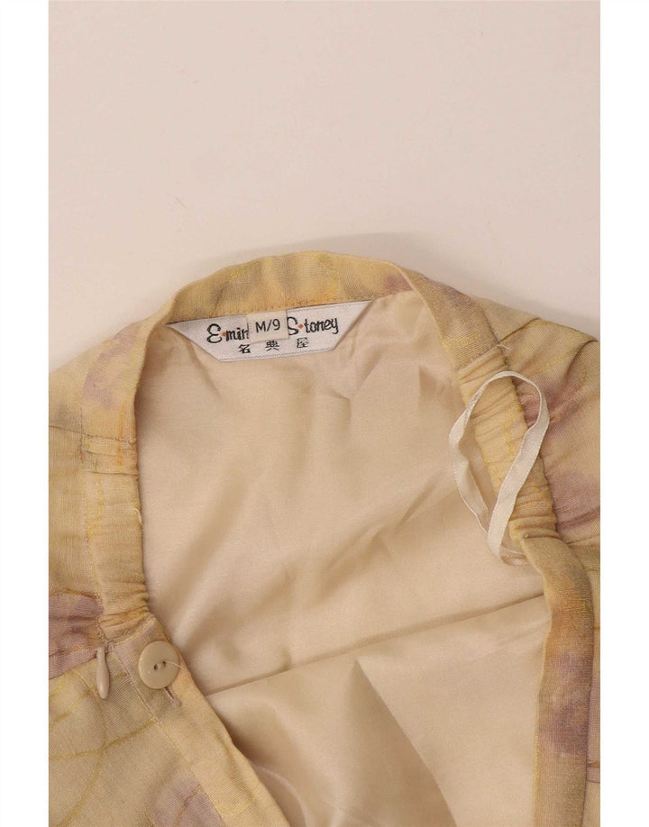 vintage Femme A-Line Jupe Moyenne W24 Jaune Floral