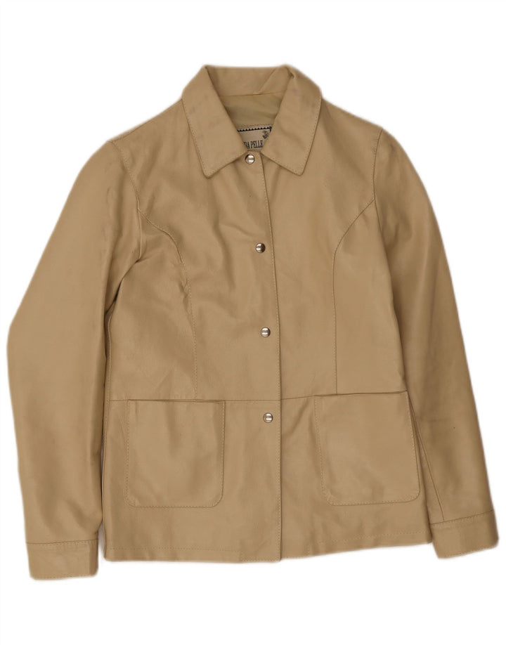 veste en cuir femme vintage cuir beige moyen