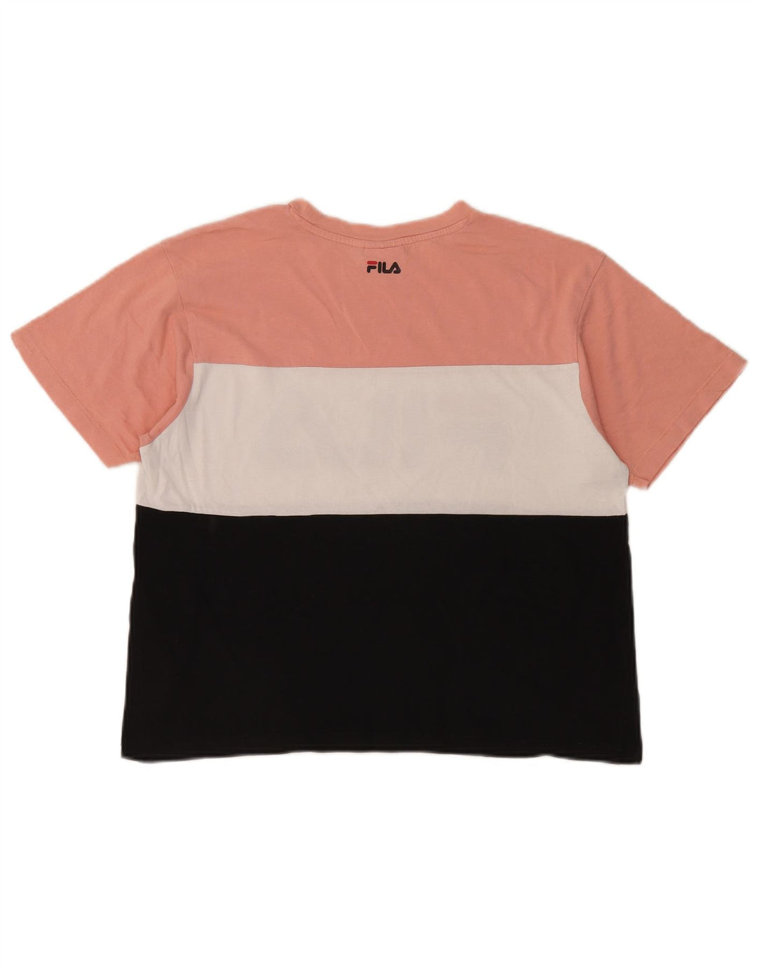 Fila Femme Crop Graphic T-Shirt Top UK 14 Medium Multicolore Colourblock