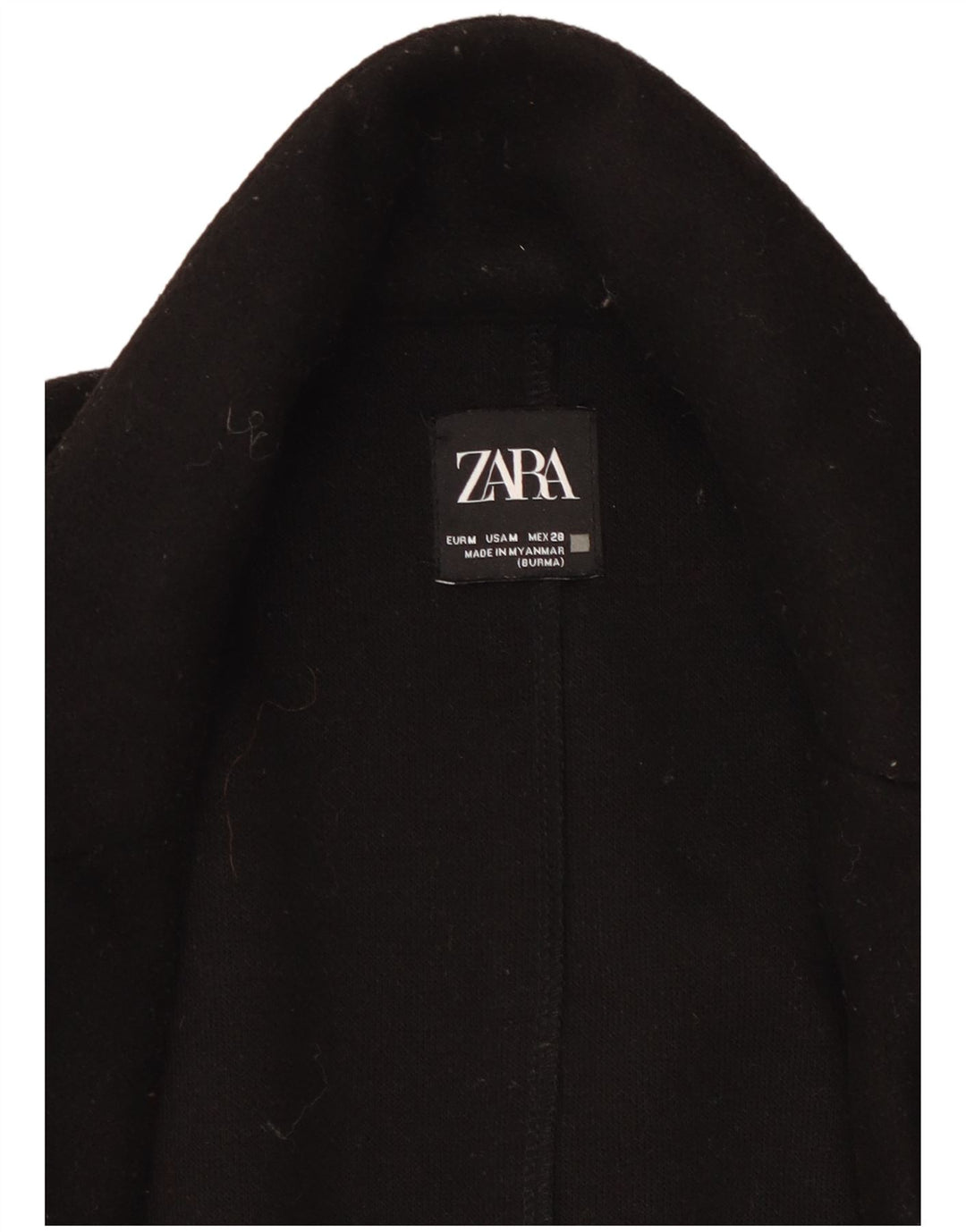 Zara Womens Open Overcoat UK 14 Moyen Noir