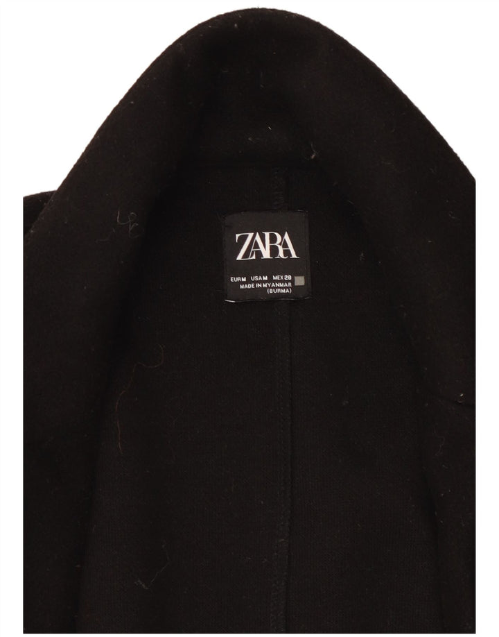 Zara Womens Open Overcoat UK 14 Moyen Noir