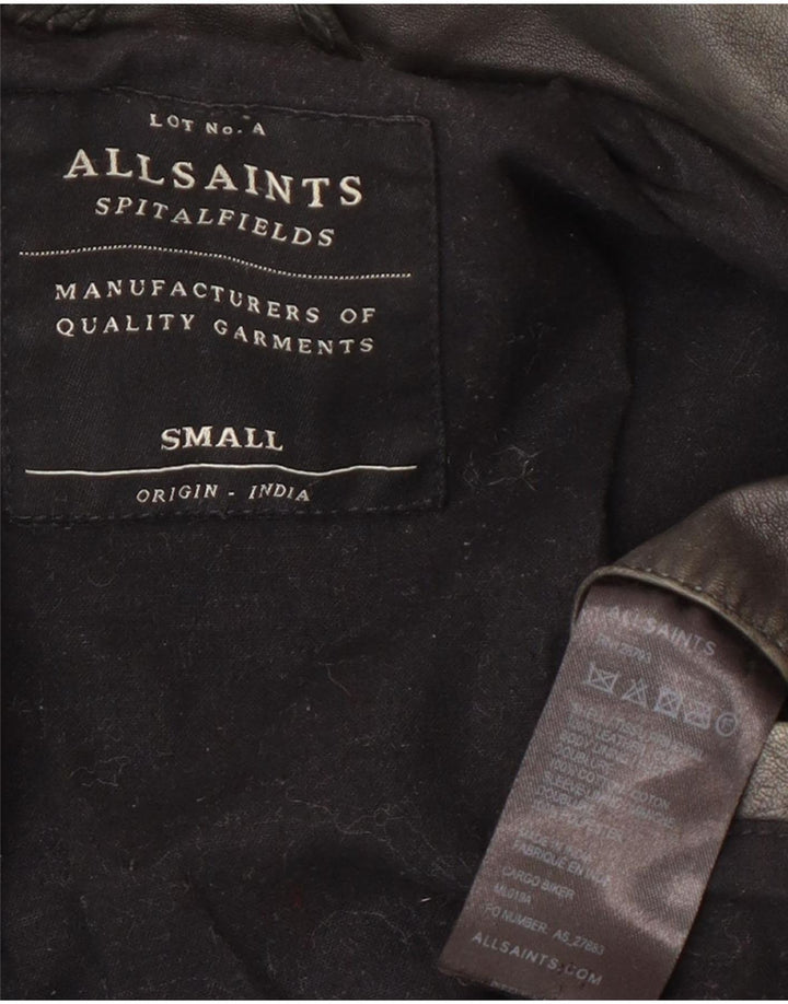 All Saints Veste en cuir motard pour homme UK 36 Small Gris