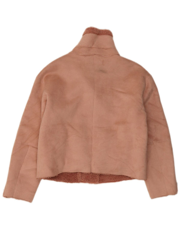 Zara Veste Sherpa Femme UK 10 Petit Rose Polyester