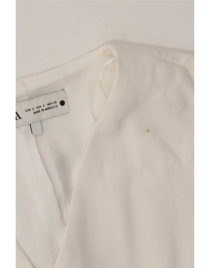 Zara Femme Gilet UK 10 Petit Blanc Polyester