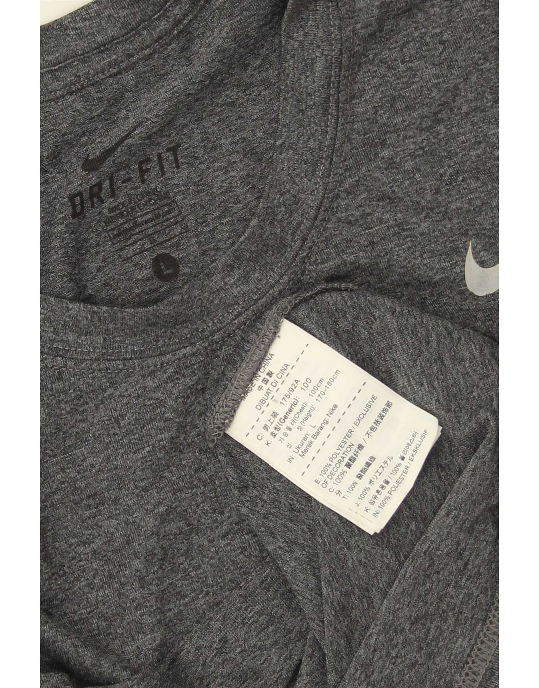Nike Hommes Dri Fit T-Shirt Haut Large Gris Moucheté Polyester
