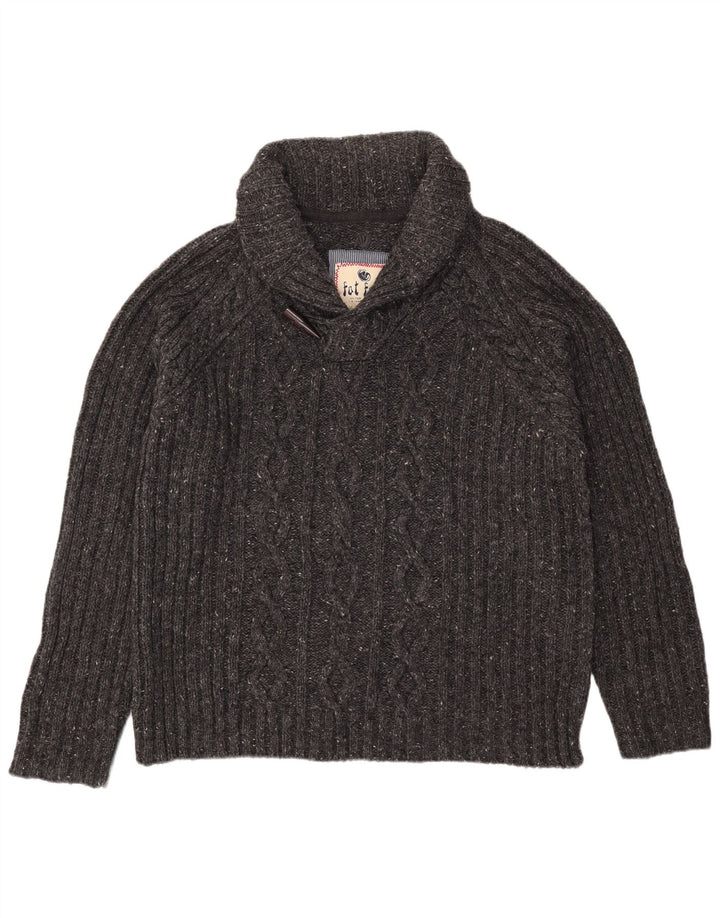 Fat Face Pull col châle pour homme XL en laine mouchetée gris