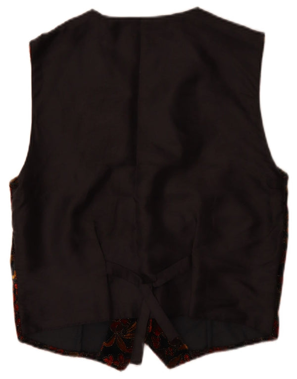 ACCORDO Gilet Femme UK 14 Moyen Noir Floral Classique