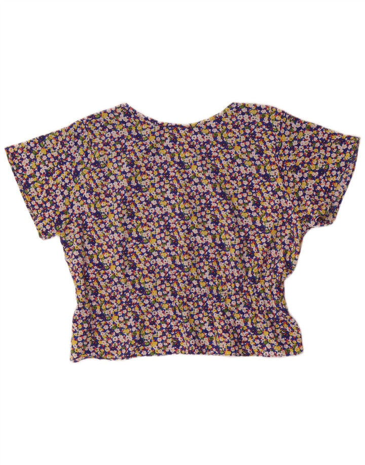 vintage Womens Blouse Top UK 14 Grand Floral Multicolore