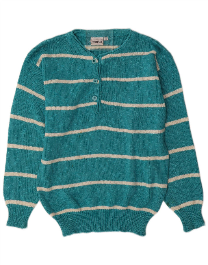 Nanette Pull col boutonné pour femme UK 10 Petit rayé turquoise