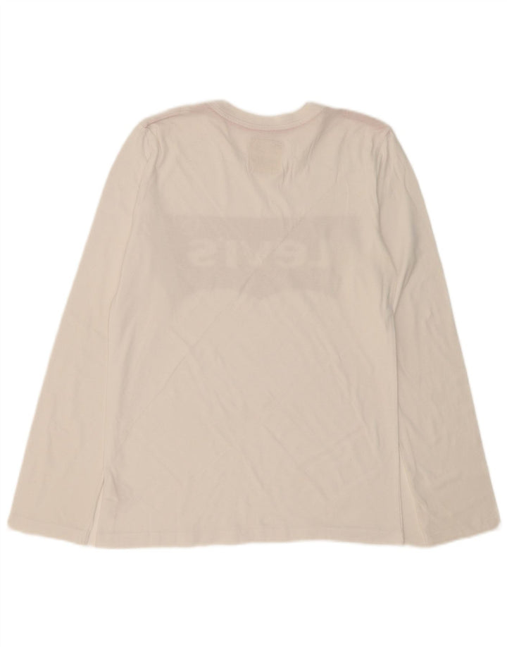 LEVI'S Boys Graphic Top Long Sleeve 13-14 Years White Cotton