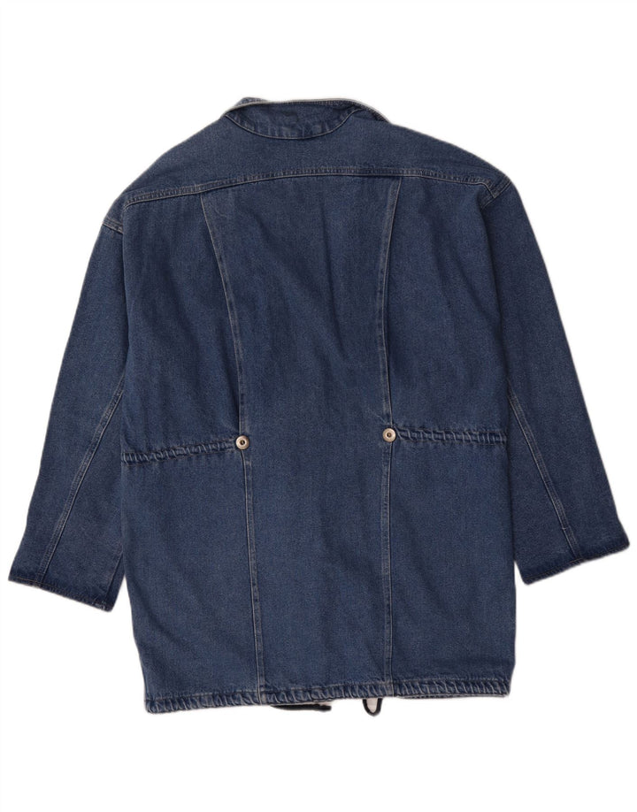 vintage Femmes Longline Double Breasted Blazer Veste UK 16 Grand Bleu