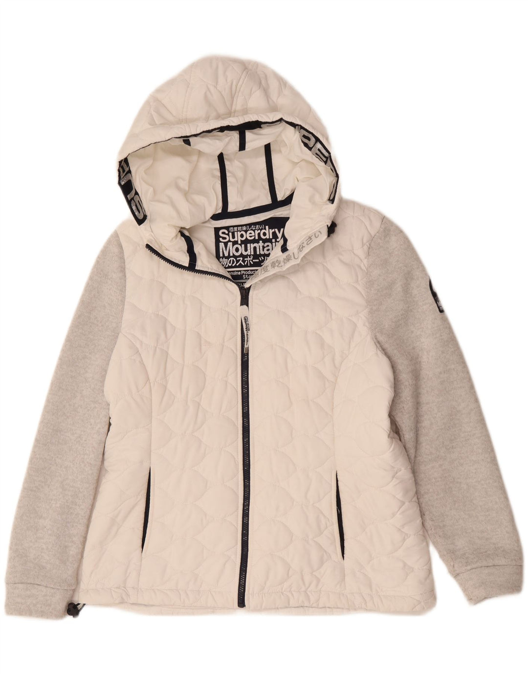 Superdry Veste coupe-vent à capuche pour femme UK 16 Large Blanc Colourblock