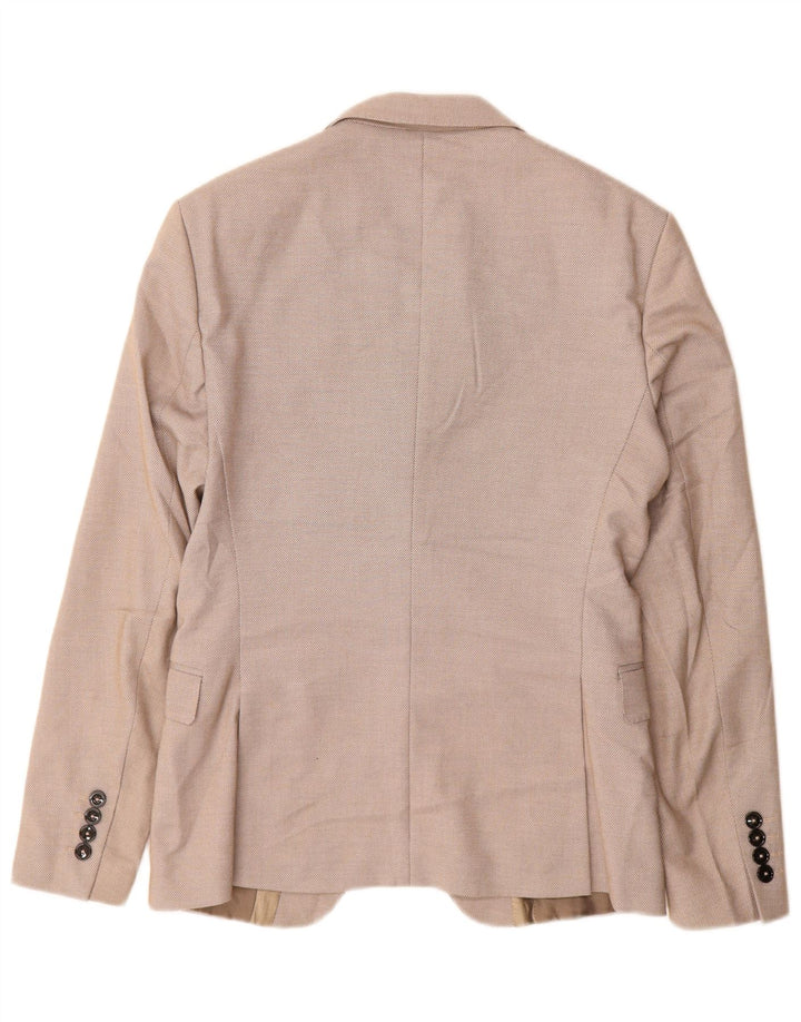 Zara Veste Blazer 2 Boutons Homme EU 46 Petit Beige Polyester