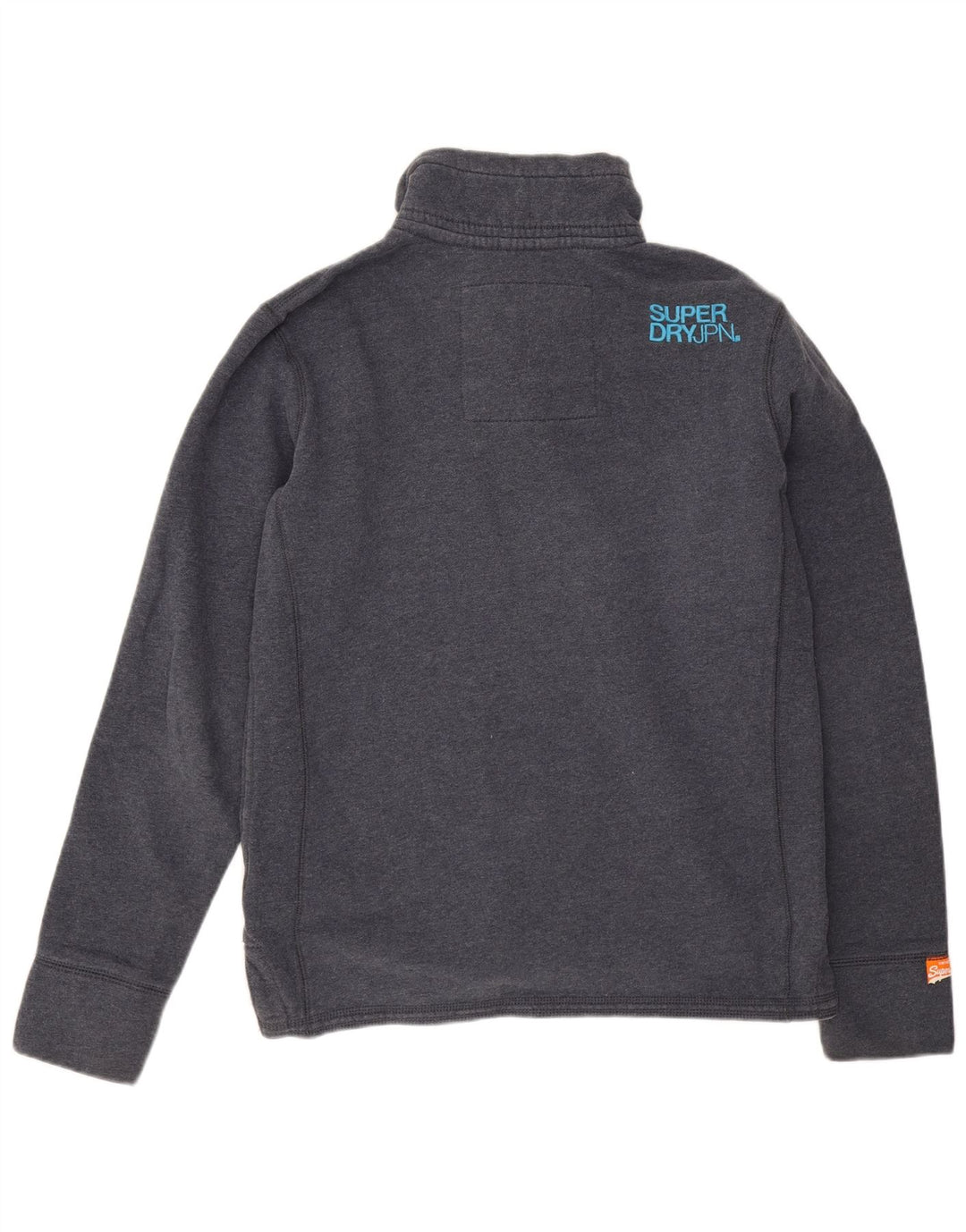 Superdry Homme Boutonné Col Sweatshirt Jumper Grand Bleu Marine Coton