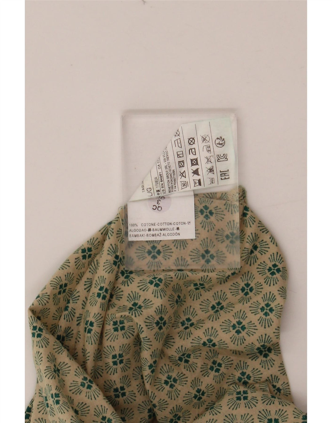 BENETTON Chemise Homme Large Vert Floral Coton