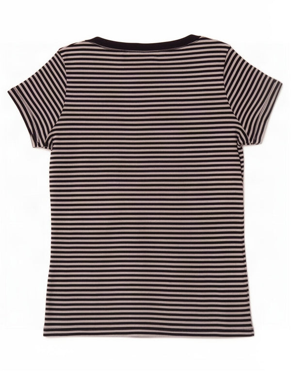Marks & Spencer T-shirt pour femme en coton à fines rayures bleu marine moyen UK 12