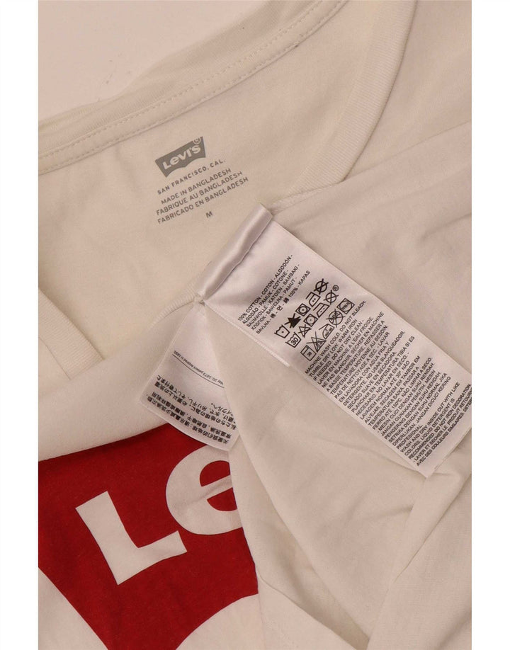 Levi's T-Shirt Graphique Femme UK 12 Coton Blanc Moyen