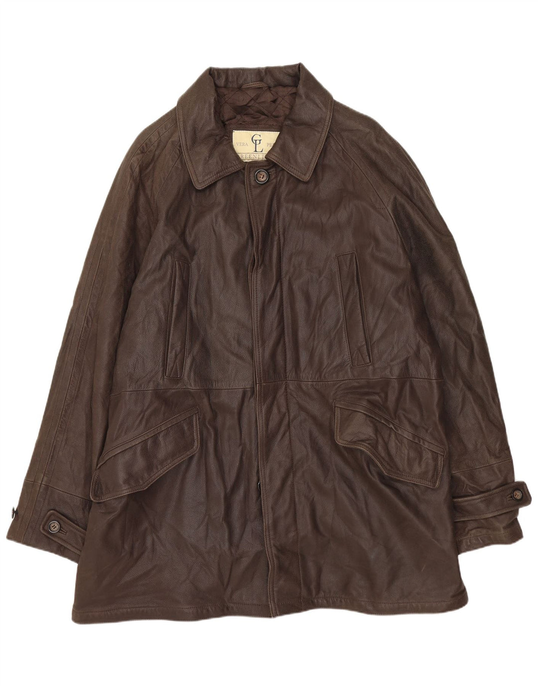 GREEN LEAVES Veste en Cuir Homme IT 50 Grand Cuir Marron