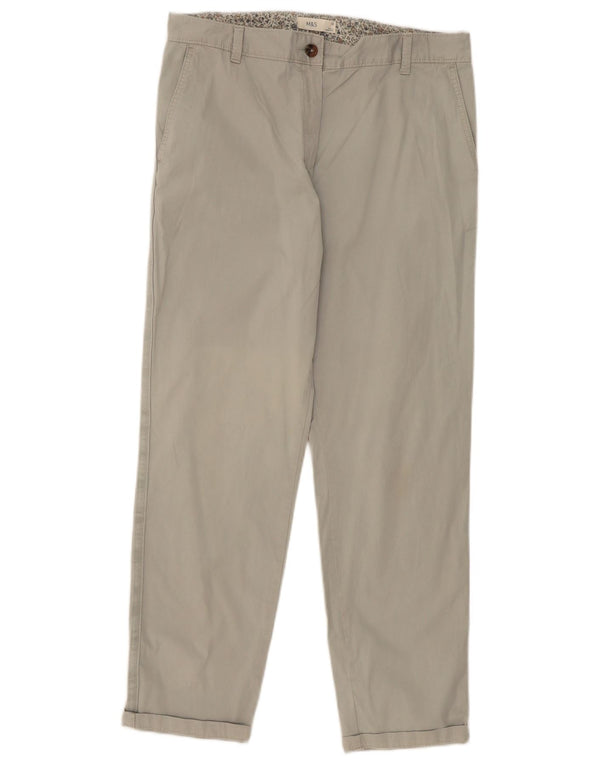 Marks & Spencer Pantalon chino droit pour femme UK 12 Medium W34 L29 Gris