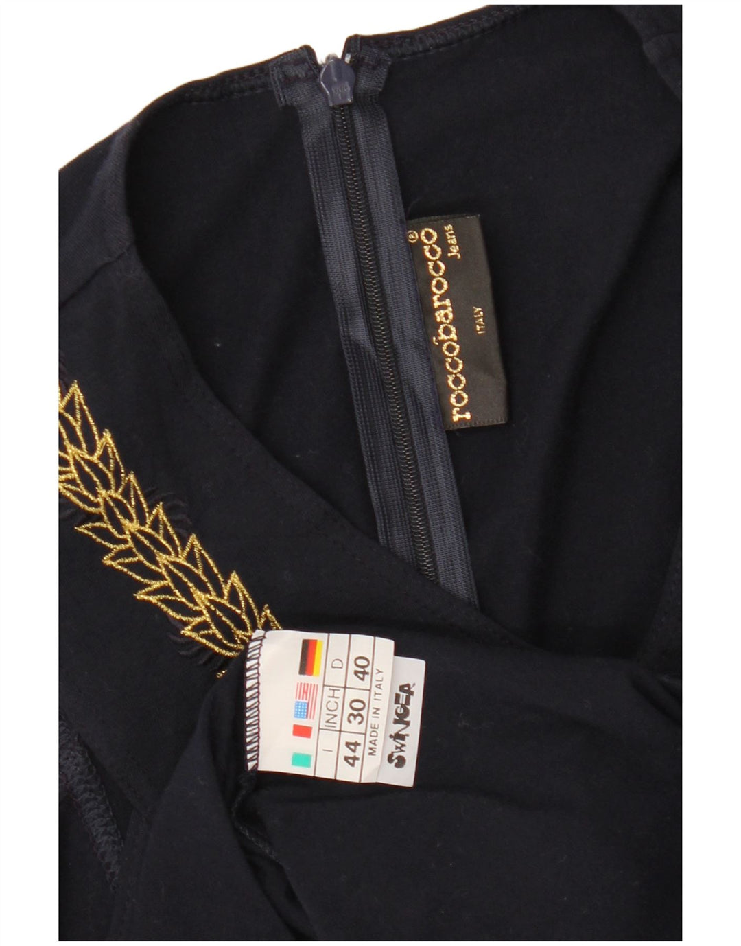 ROCCOBAROCCO Haut Chemisier Sans Manches Femme IT 44 Bleu Marine Moyen Floral