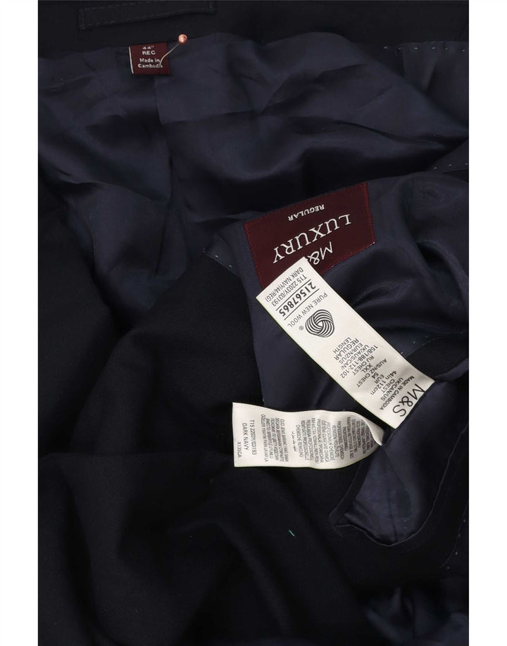 Marks & Spencer Veste blazer à 2 boutons pour homme UK 44 2XL Bleu marine Laine vierge