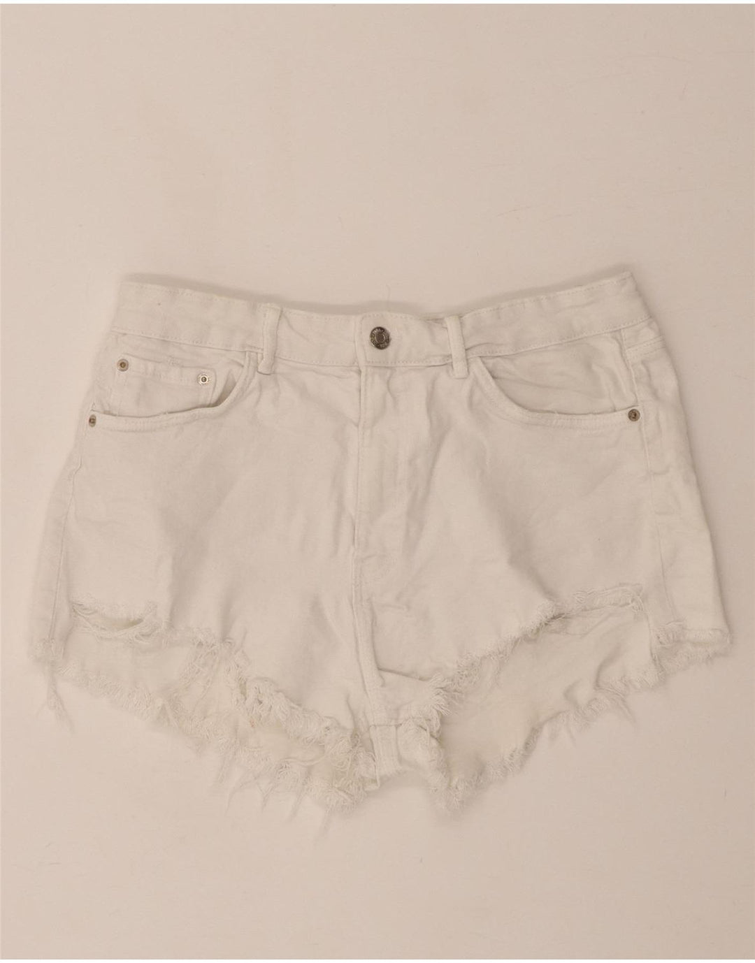 ZARA Womens Denim Shorts EU 42 Large W32 White Cotton Vintage Zara and Second-Hand Zara from Messina Hembry 