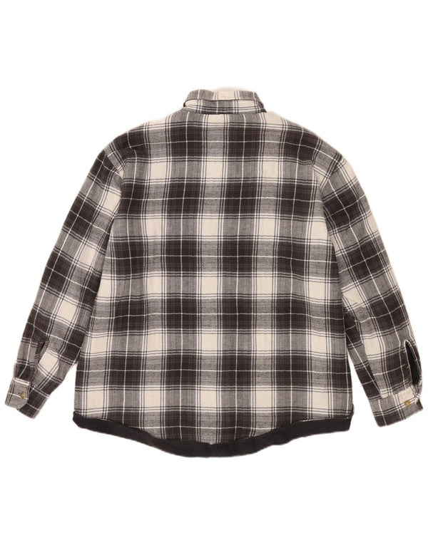 vintage Mens Lumberjack Flanelle Chemise Grand Plaid Noir