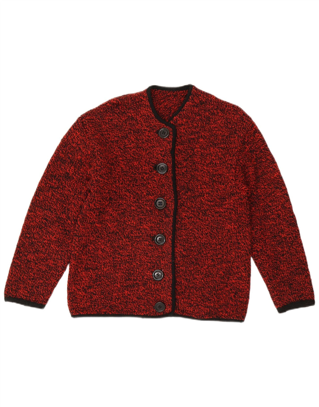 VINTAGE Pull Cardigan Femme UK 14 Moyen Rouge Moucheté