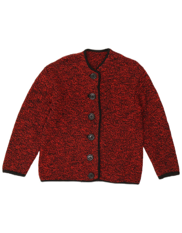 VINTAGE Pull Cardigan Femme UK 14 Moyen Rouge Moucheté