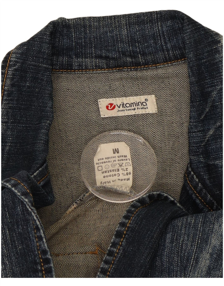 Vitamina Veste blazer en denim à 1 bouton pour femme UK 14 Bleu moyen Coton