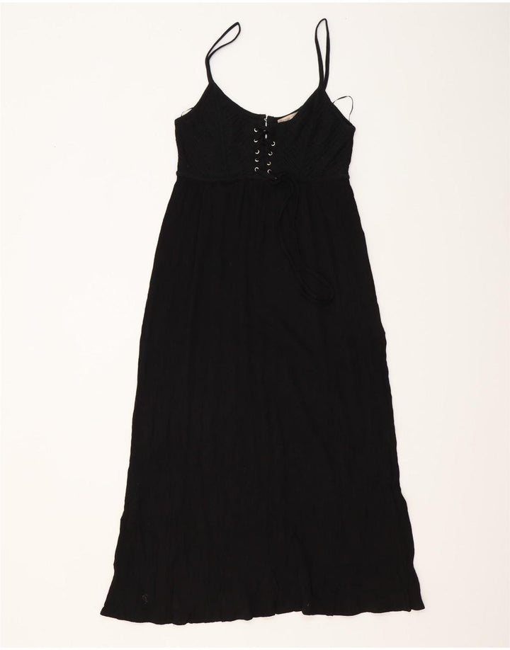 Zara Femme Maxi Robe d'été UK 12 Moyen Noir Coton