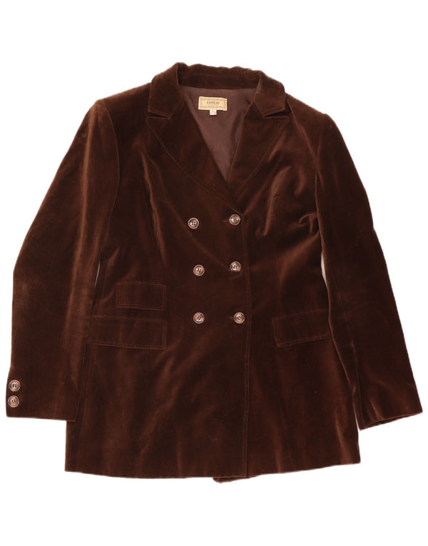 Express Veste blazer double boutonnage en velours pour femme UK 14 Large Marron