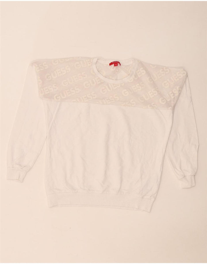 Guess Sweat-shirt graphique pour femme UK 10 Petit color block blanc