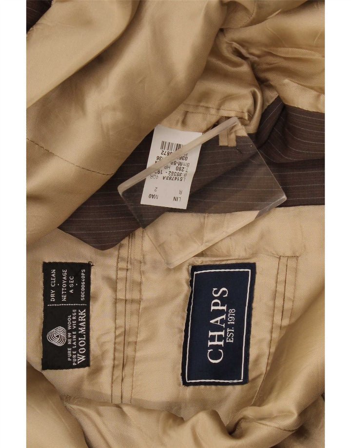 Chaps Veste blazer à 3 boutons pour homme UK 40 Grande laine vierge à fines rayures marron