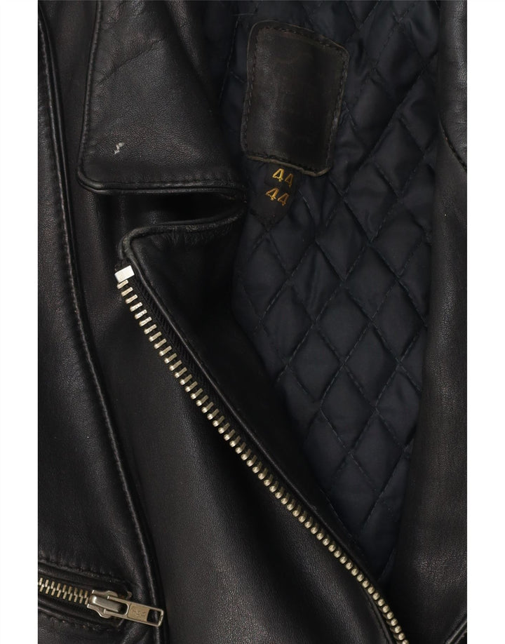 Veste motard en cuir femme vintage IT 44 Cuir noir moyen