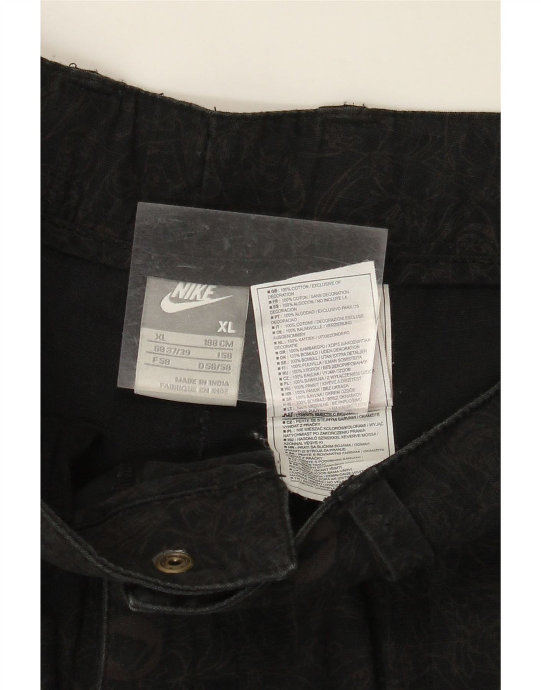 NIKE Short cargo pour homme XL W38 en coton floral noir