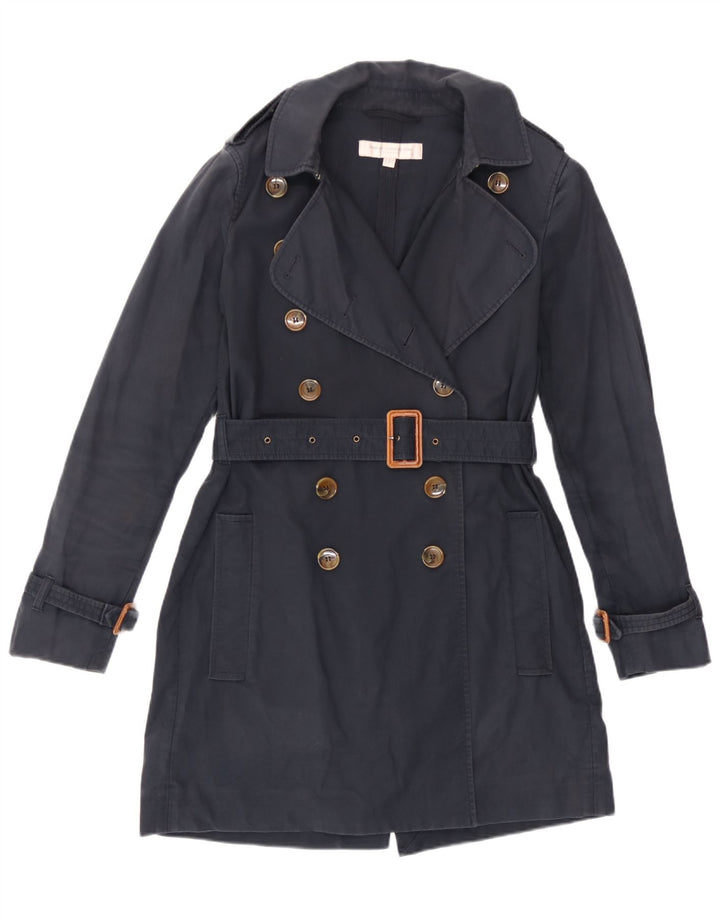 French Connection Trench-Coat Femme UK 10 Petit Coton Bleu Marine