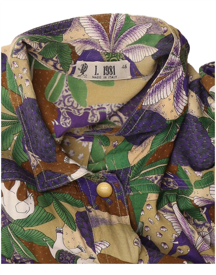 vintage Femme Chemise À Manches Courtes Blouse IT 46 Grand Multicolore