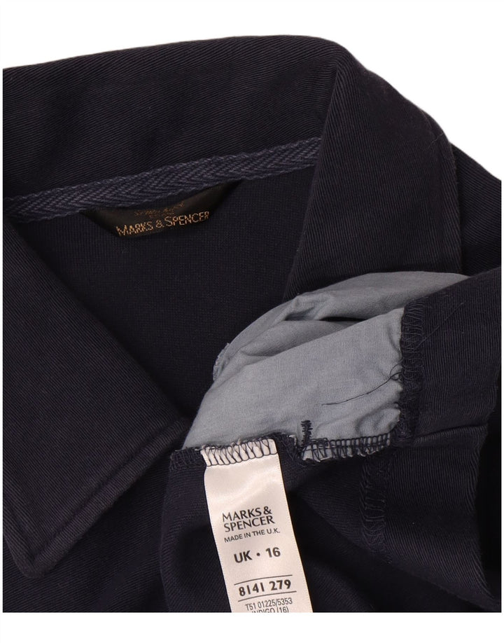 Marks & Spencer Veste Bomber Femme UK 16 Large Bleu Marine Coton